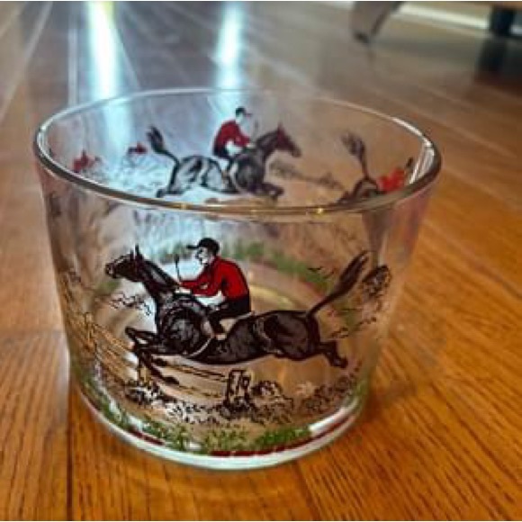 Vintage 1950's Hazel Atlas Glass Fox Hunt Ice Bucket Bowl - perfect condition - Picture 3 of 6